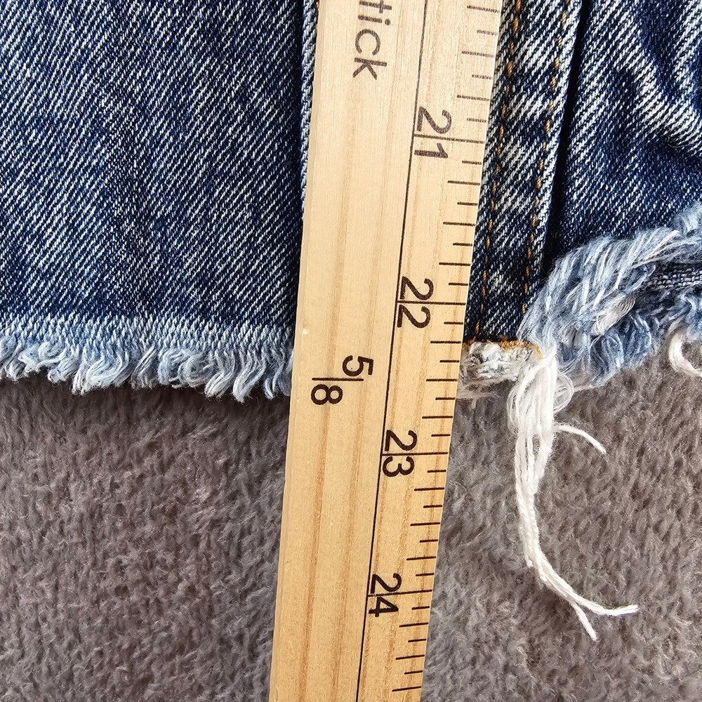 Zenana Women Acid Wash Denim Trucker Jacket Raw Hem Blue Medium - Picture 6 of 6
